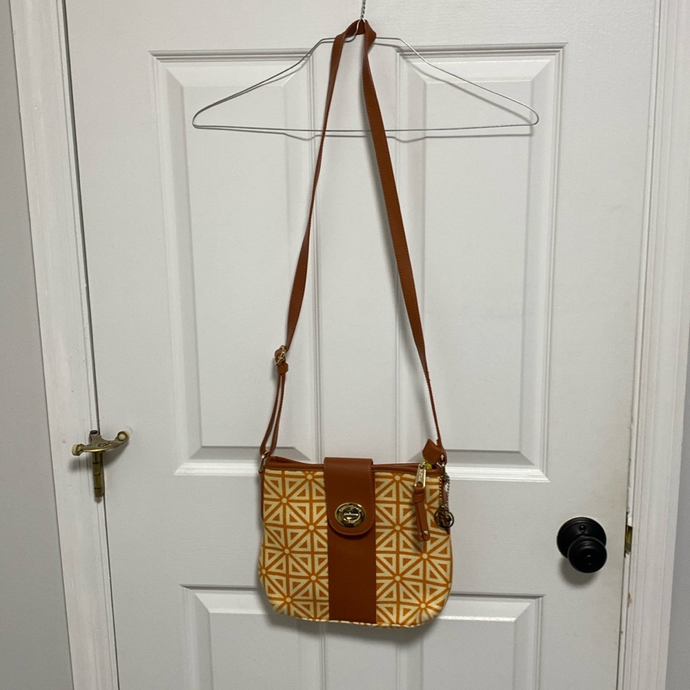 Spartina 449 orange and cream adjustable strap crossbody bag